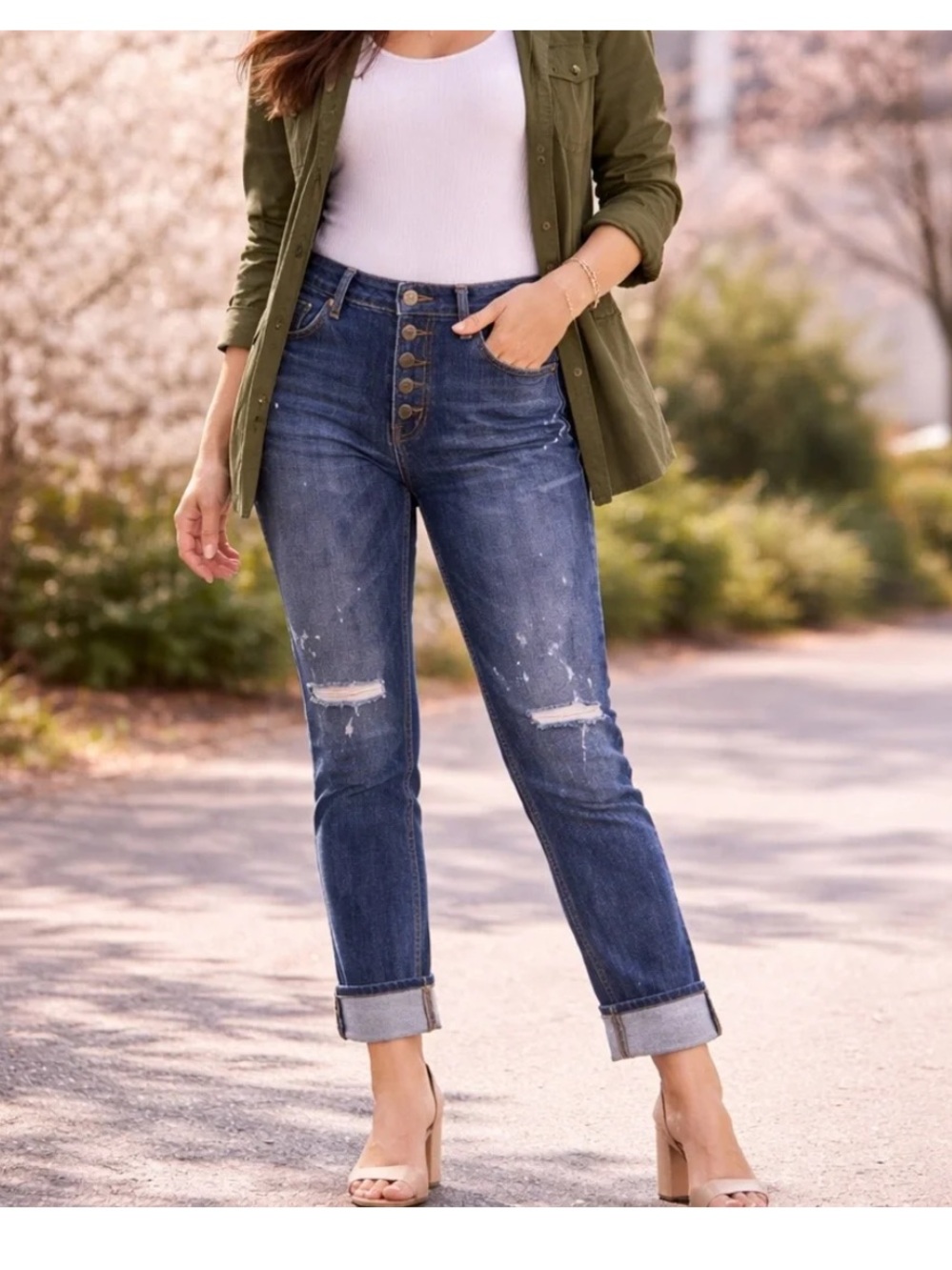 Cabi Button Fly Straight Jeans
